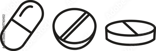 Pill capsule and tablets vector icons for healthcare and medical industry.