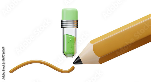 Pencil Writing with Green Liquid in Test Tube