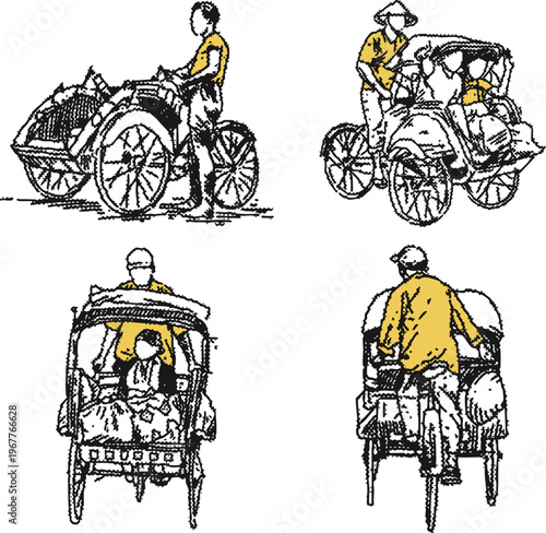 Becak Pedicab – Vintage Asian Transportation Vector Art