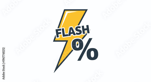 Flash Sale Lightning Bolt 0% Discount Icon on White Background