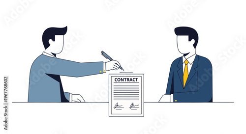 Businessmen signing contract agreement, partnership deal, legal document, teamwork, handshake concept