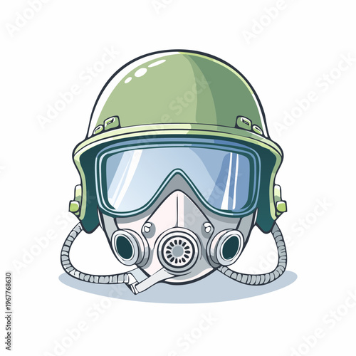 Retro Aviator Goggles and Gas Mask Helmet Illustration - A Vintage Protective Gear Design