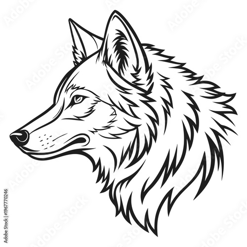 One Line Wolf Head 1