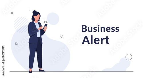 Business Alert: Woman Using Smartphone for Financial News and Updates
