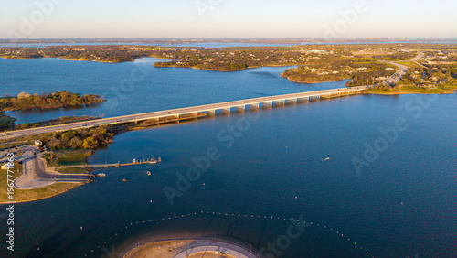 Quadro em tela Scenic Aerial View of Little Elm Park Beach and Lewisville Lake in Summer