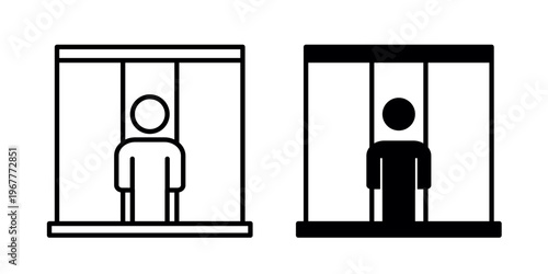 Criminal behind bars icons collection