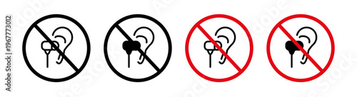 Do not use earphone icons collection