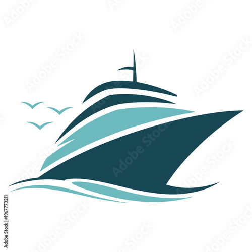 Elegant yacht gliding gracefully over calm waters with seagulls in the sky