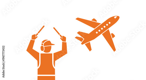 Airplane Pilot in Orange Uniform.