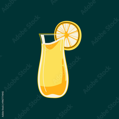 Illustration of a pitcher with lemonade and lemon.