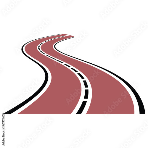 Curving road with dashed white lines on a smooth pavement surface