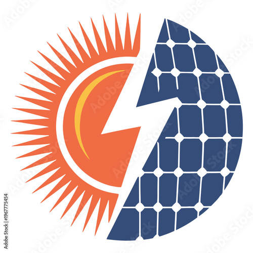 Creative fusion of a stylized sunburst letter c and solar panel design