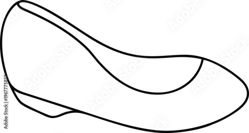 Elegant womens ballet flat shoe line drawing perfect for fashion illustrations or footwear designs