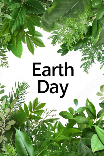 A colorful illustration featuring the text 'earth day' on a beautifully designed greeting card. Perfect for celebrating and promoting environmental awareness and sustainability!