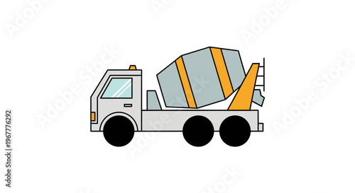 Concrete Mixer Truck, Construction Vehicle, Industrial Machine