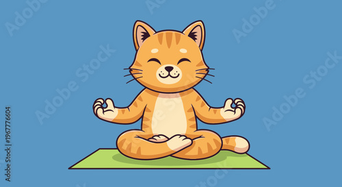 Cute Cat Meditating in Yoga Pose