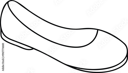 Elegant outline drawing of a classic womens ballet flat shoe representing comfortable and stylish footwear