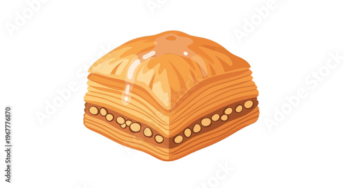 Delicious Baklava Dessert Square with Nuts and Syrup