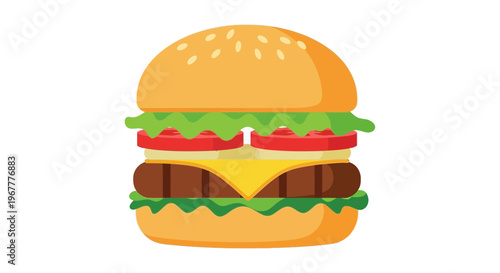 Delicious Burger Illustration: Fast Food, American Cuisine