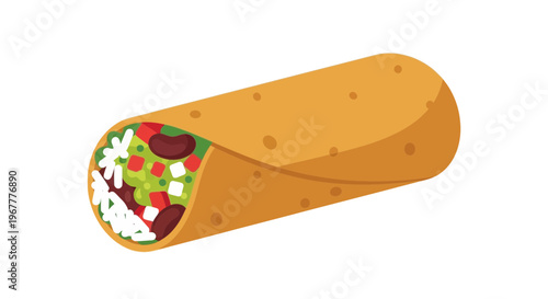 Delicious Burrito Illustration with Fresh Ingredients