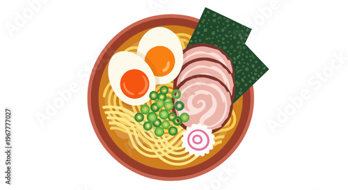 Delicious Ramen Bowl Illustration - Japanese Noodle Soup