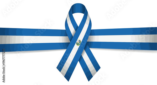 El Salvador Flag Ribbon Awareness Symbol