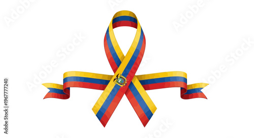 Ecuador Flag Ribbon Awareness Symbol