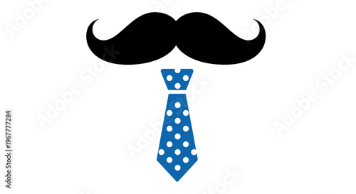 Father's Day Illustration: Black Mustache and Blue Polka Dot Tie