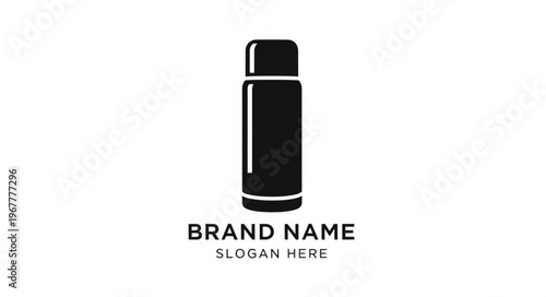 Sleek Black Thermos Bottle Logo Design for Brand Identity.
