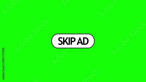 Skip Ad Button Animation Video Player UI Element on Green Screen