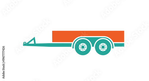 Flatbed Trailer Icon, Transportation Vector Graphic, Cargo Hauling Vehicle