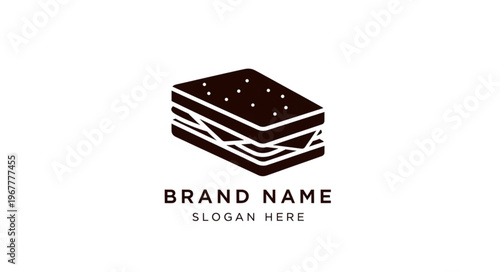 Simple Sandwich Logo Design Minimalist Food Icon.