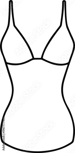 Elegant Outline Illustration of a Womens Swimsuit or Lingerie Top with Thin Straps