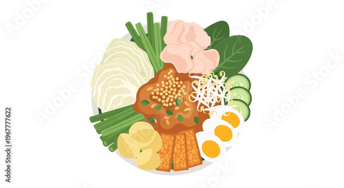 Gado Gado Indonesian Salad Illustration - Healthy Vegetable Dish