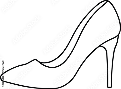 Elegant outline of a pointed toe high heel shoe for sophisticated womens attire