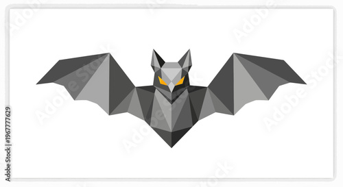 Quadro em tela Geometric bat with glowing eyes, polygon style, isolated on white background