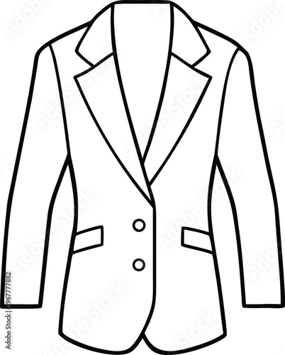 Elegant outline of a two button blazer jacket for smart professional business attire