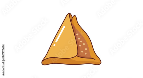 Golden Triangle Pastry with Savory Filling, Isolated