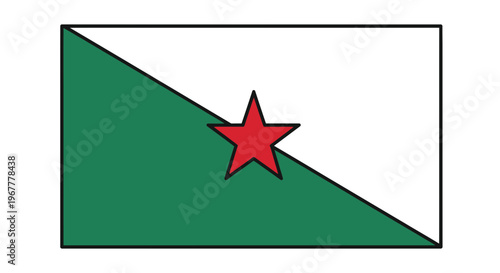 Green and White Flag with Red Star Emblem
