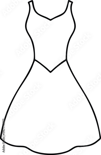 Elegant Sleeveless Dress with Flared Skirt and Simple V Neckline for Womens Fashion Apparel