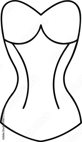 Elegant Strapless Corset Outline for Lingerie Fashion and Body Shaping Illustration