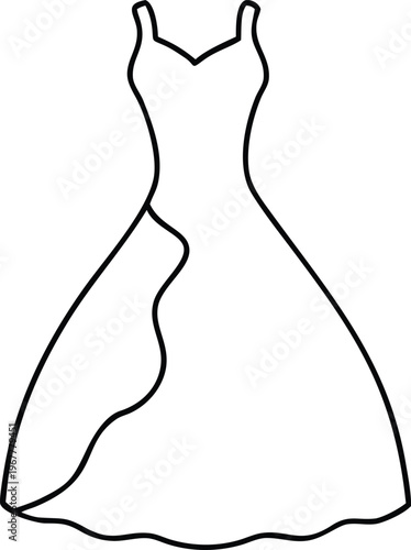 Elegant strappy V neck ball gown outline for bridal and formal wear concepts