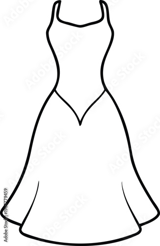 Elegant strappy V neck dress outline for sophisticated fashion designs and evening wear collections
