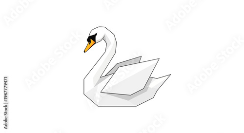 Minimalist Geometric Swan Illustration on White Background