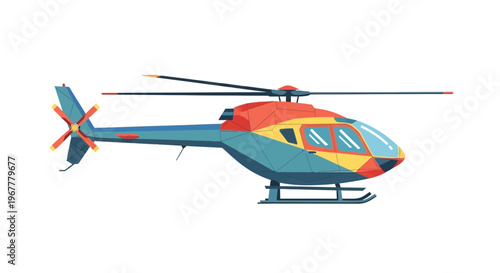 Modern Helicopter with Colorful Design, Aviation Transport