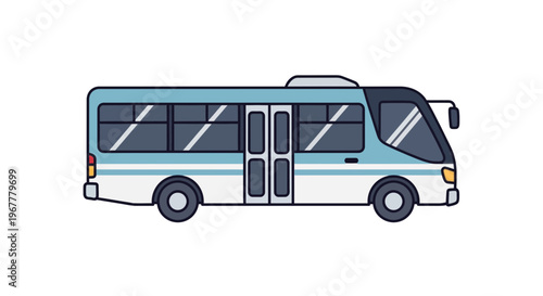 Modern Mini Bus Cartoon Illustration - Side View