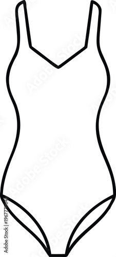 Elegant V neck one piece swimsuit outline for modern womens fashion and beachwear collections