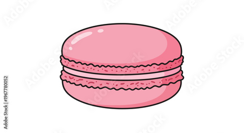 Pink Macaron Cookie, Sweet French Pastry, Delicious Dessert, Isolated on White Background