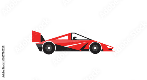 Red Sports Car Vector Graphic with Driver