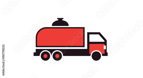 Red Tanker Truck Icon - Liquid Transport Vehicle Illustration